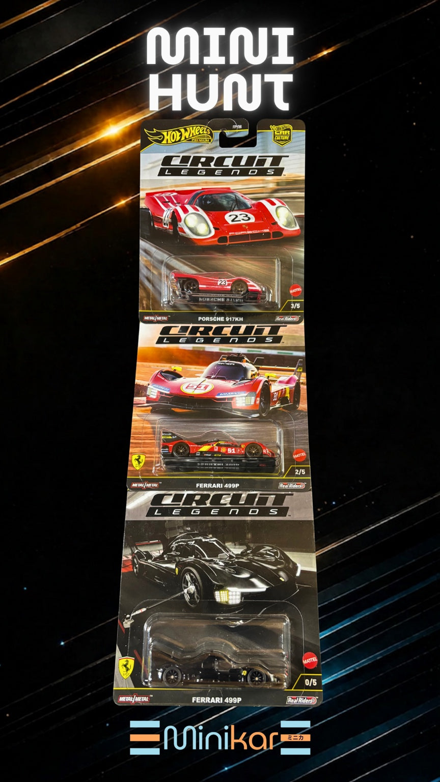 Minikar Signature Series Mini Hunt featuring Circuit Legends Porsche 917KH and Ferrari 499P chase